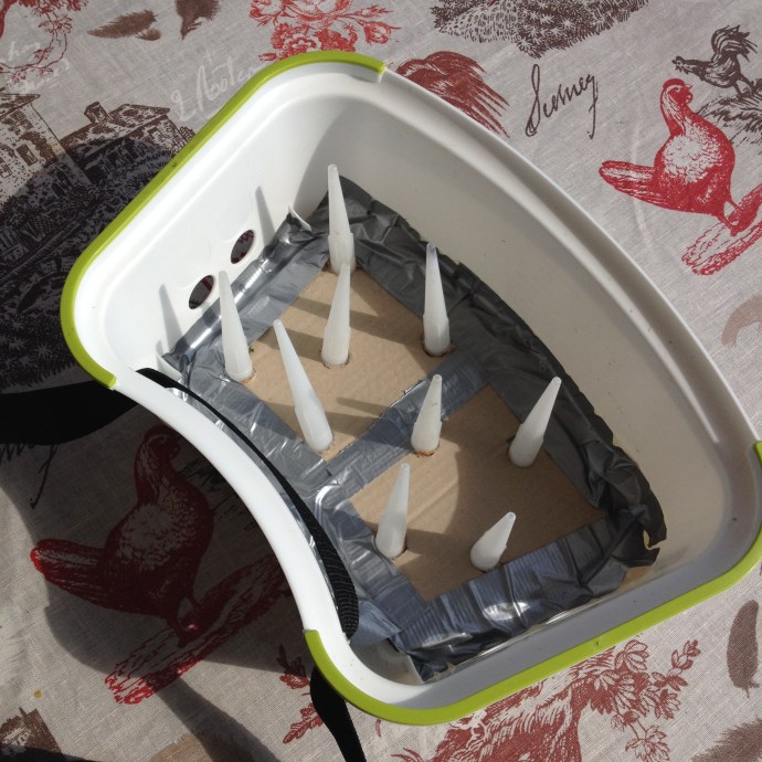 Cartone di test, posizionato dello sgabellino